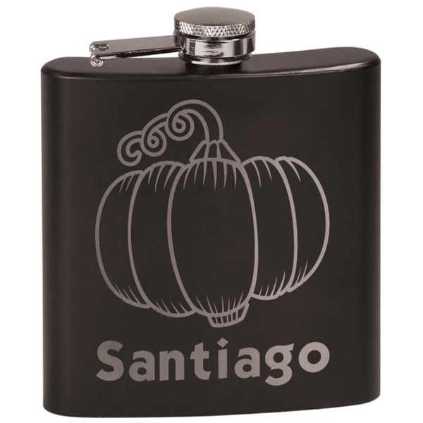 Custom Pumpkins Black Flask Set (Personalized)