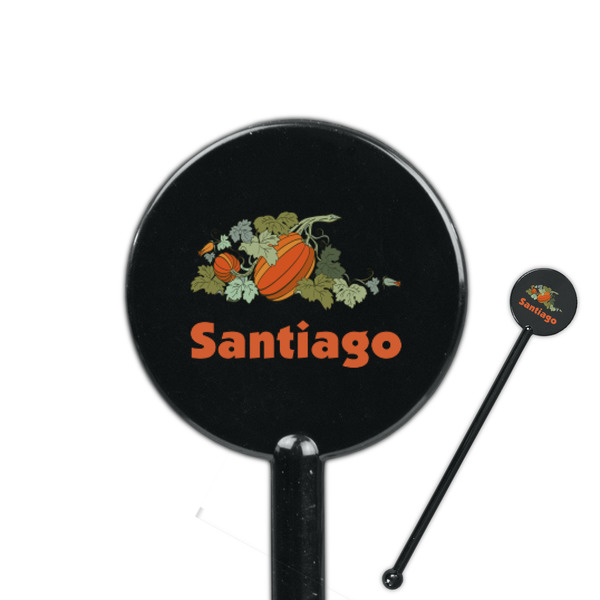 Custom Pumpkins 5.5" Round Plastic Stir Sticks - Black - Single Sided (Personalized)