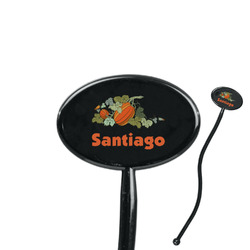 Pumpkins 7" Oval Plastic Stir Sticks - Black - Single Sided (Personalized)