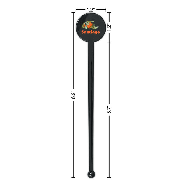 Pumpkins Black Plastic 7" Stir Stick - Round - Dimensions