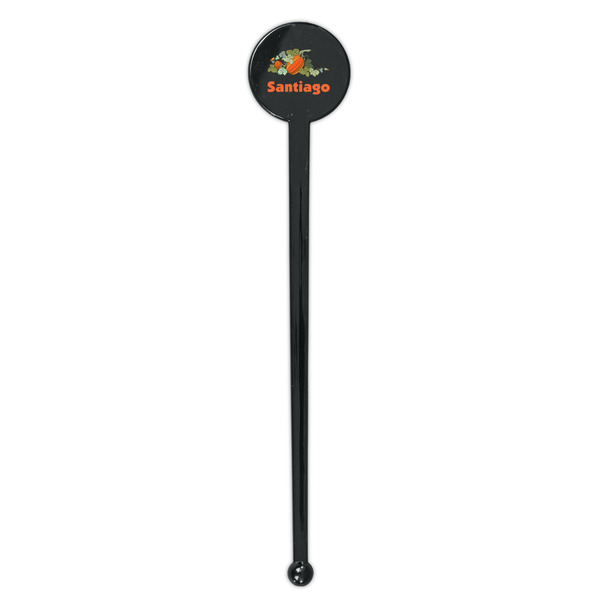 Pumpkins Black Plastic 7" Stir Stick - Round - Single Stick
