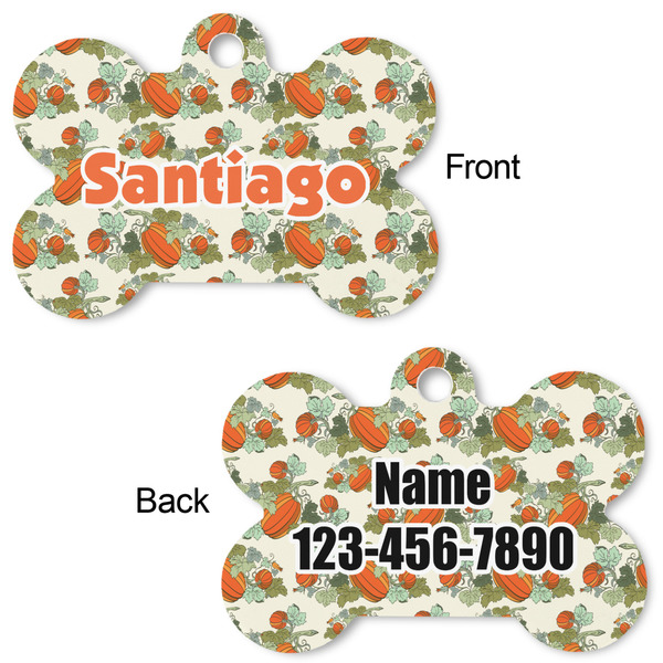 Pumpkins Bone Shaped Dog ID Tag - Large - Approval