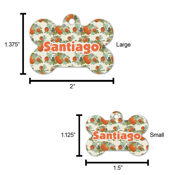 Pumpkins Bone Shaped Dog ID Tag - Large - Scale