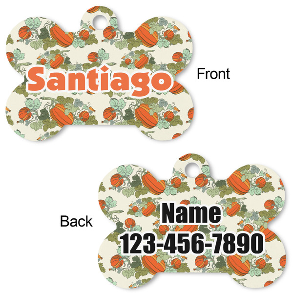Pumpkins Bone Shaped Dog Tag - Front & Back