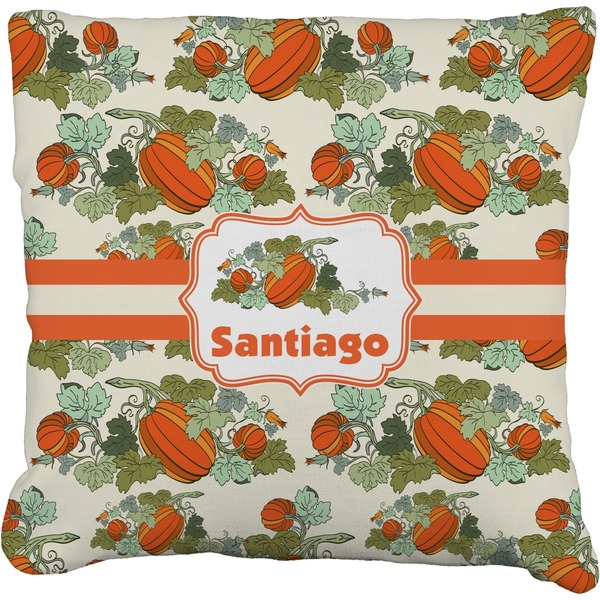 Custom Pumpkins Faux-Linen Throw Pillow (Personalized)