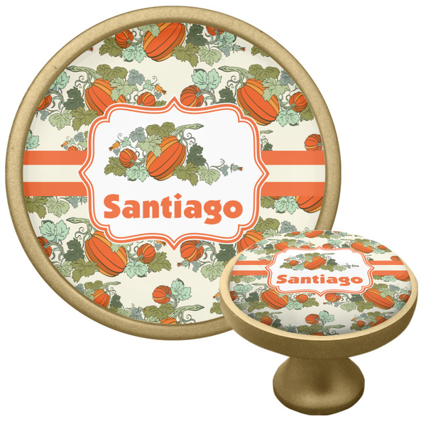 Custom Pumpkins Cabinet Knob - Gold (Personalized)
