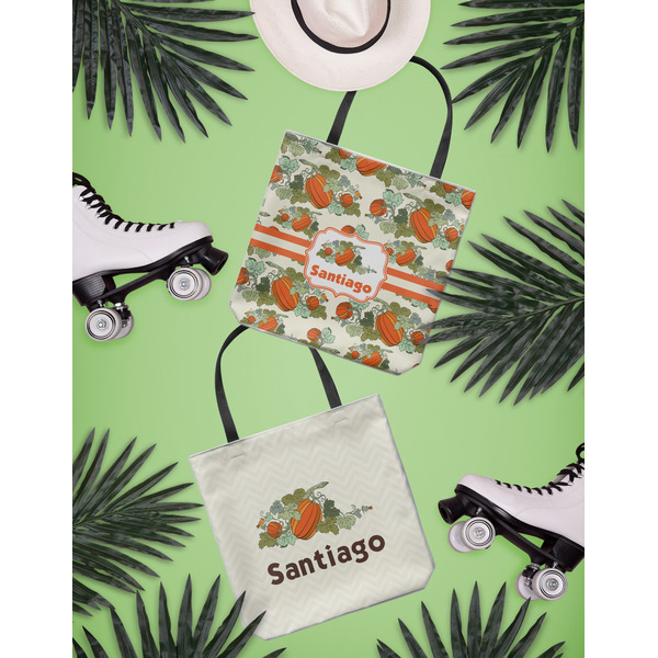 Pumpkins Canvas Tote Lifestyle Front and Back- 13x13