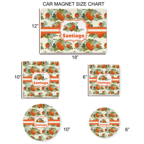 Pumpkins Car Magnets - SIZE CHART
