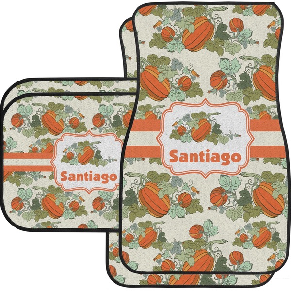 Custom Pumpkins Car Floor Mats Set - 2 Front & 2 Back (Personalized)