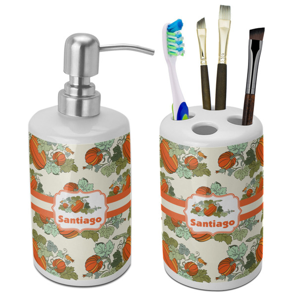 Custom Pumpkins Ceramic Bathroom Accessories Set (Personalized)