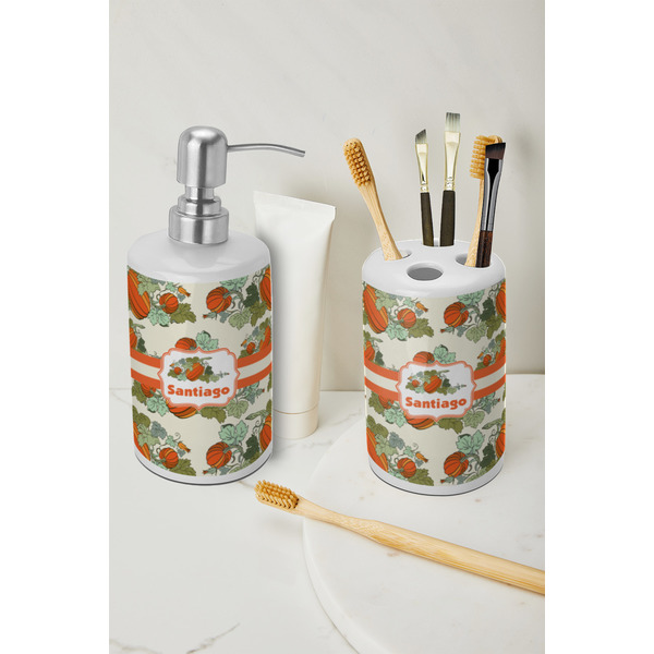 Pumpkins Ceramic Bathroom Accessories - LIFESTYLE (toothbrush holder & soap dispenser)