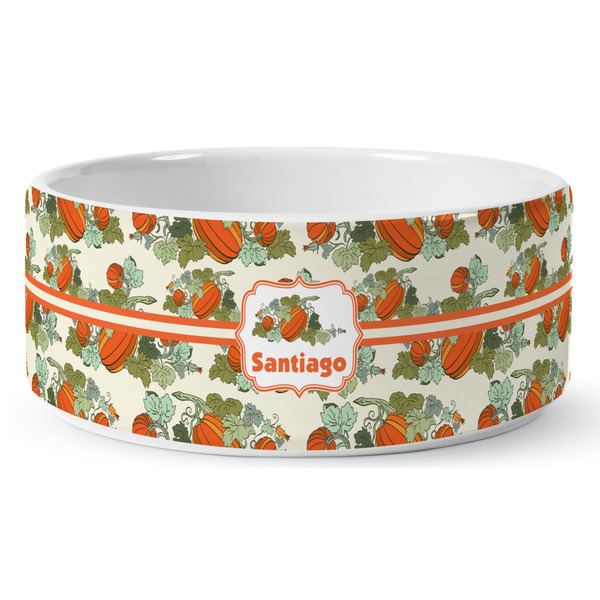 Pumpkins Ceramic Dog Bowl - Medium - Front