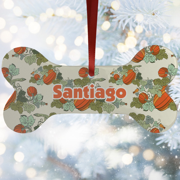 Custom Pumpkins Ceramic Dog Ornament w/ Name or Text