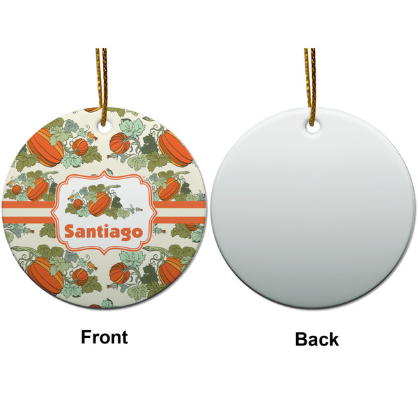 Pumpkins Ceramic Flat Ornament - Circle Front & Back (APPROVAL)