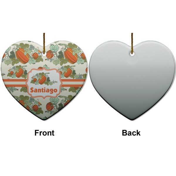 Pumpkins Ceramic Flat Ornament - Heart Front & Back (APPROVAL)