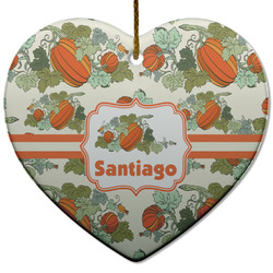 Pumpkins Heart Ceramic Ornament w/ Name or Text