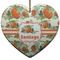 Pumpkins Ceramic Flat Ornament - Heart (Front)