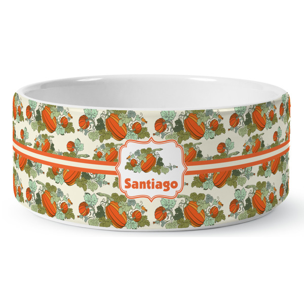 Custom Pumpkins Ceramic Dog Bowl (Personalized)
