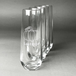 Pumpkins Champagne Flute - Stemless Engraved - Set of 4 (Personalized)