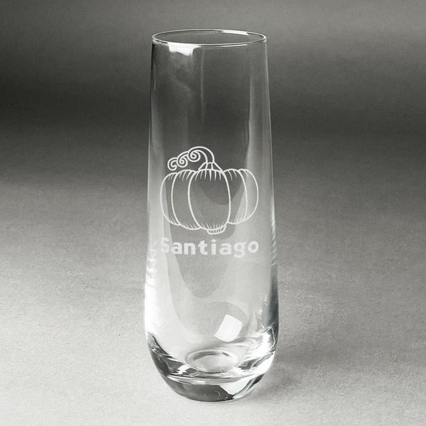 Custom Pumpkins Champagne Flute - Stemless Engraved - Single (Personalized)