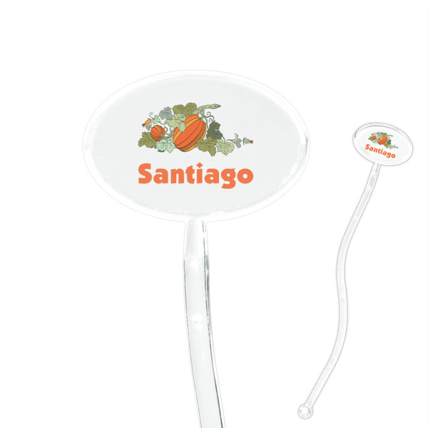Custom Pumpkins 7" Oval Plastic Stir Sticks - Clear (Personalized)