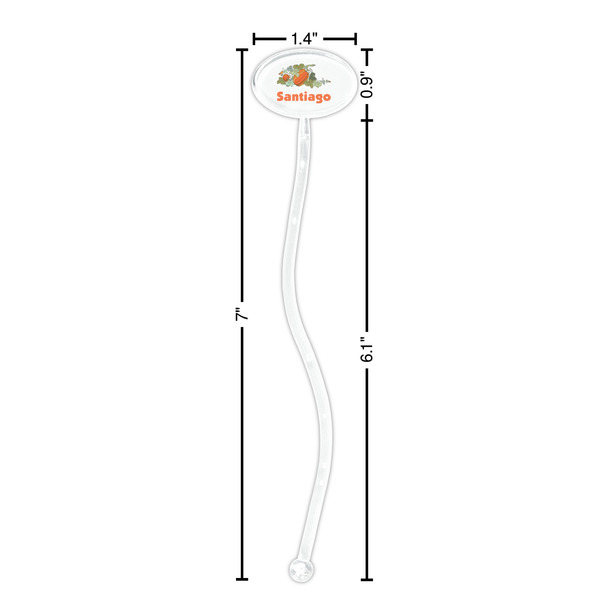 Pumpkins Clear Plastic 7" Stir Stick - Oval - Dimensions