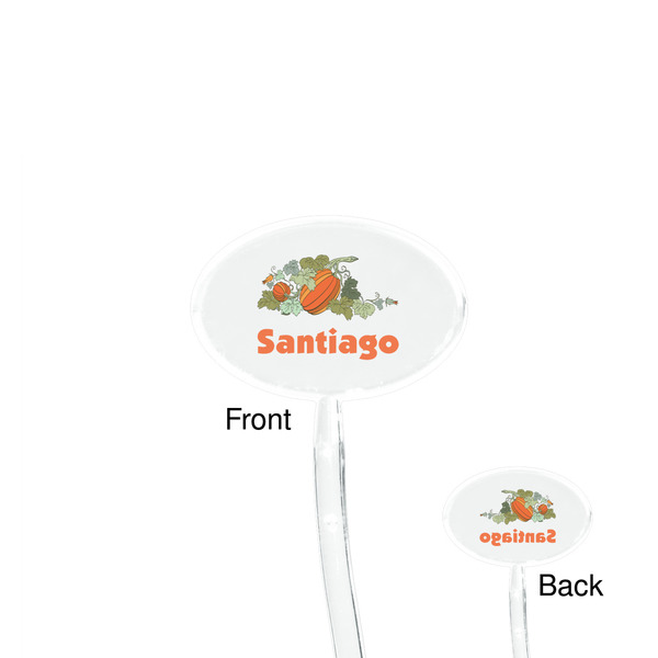Pumpkins Clear Plastic 7" Stir Stick - Oval - Front & Back