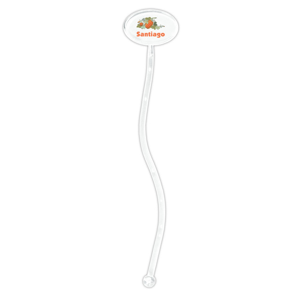 Pumpkins Clear Plastic 7" Stir Stick - Oval - Single Stick