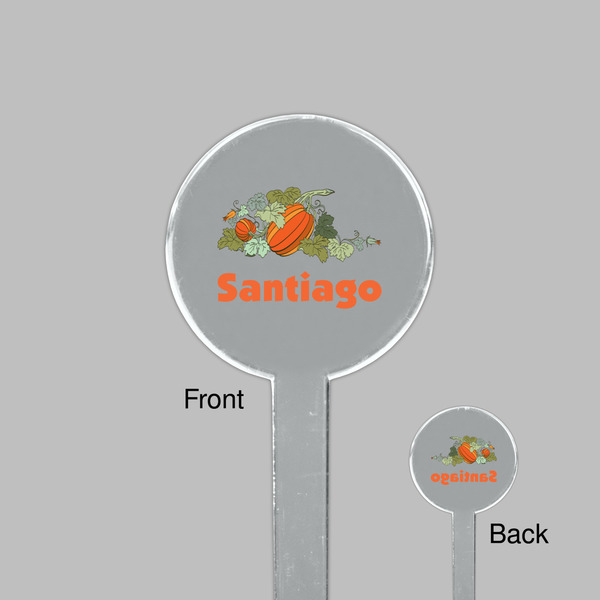 Pumpkins Clear Plastic 7" Stir Stick - Round - Front & Back