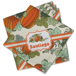 Pumpkins Cloth Cocktail Napkins - Set of 4 w/ Name or Text