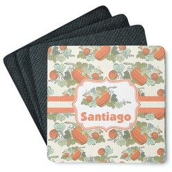Pumpkins Square Rubber Backed Coasters - Set of 4 (Personalized)