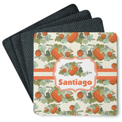 Pumpkins Square Rubber Backed Coasters - Set of 4 (Personalized)