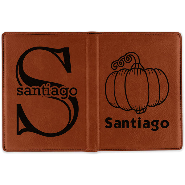 Pumpkins Cognac Leather Passport Holder Outside Double Sided - Apvl