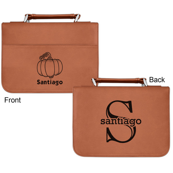 Pumpkins Cognac Leatherette Bible Covers - Small Double Sided Apvl