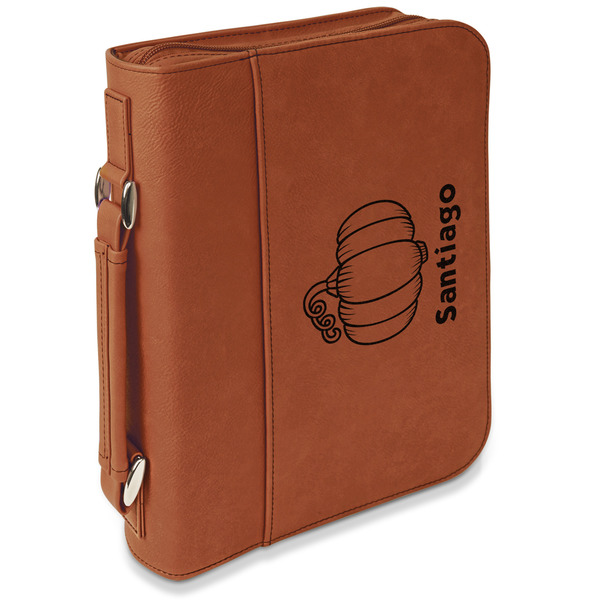 Custom Pumpkins Leatherette Bible Cover with Handle & Zipper - Large - Double Sided (Personalized)