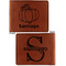 Pumpkins Cognac Leatherette Bifold Wallets - Front and Back
