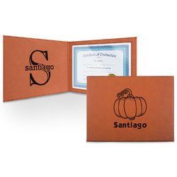 Pumpkins Leatherette Certificate Holder - Front and Inside (Personalized)