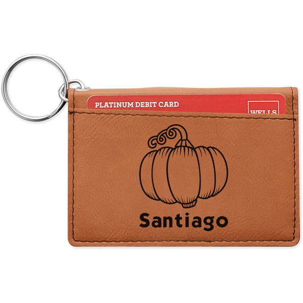 Custom Pumpkins Leatherette Keychain ID Holder - Double Sided (Personalized)