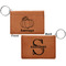 Pumpkins Cognac Leatherette Keychain ID Holders - Front and Back Apvl