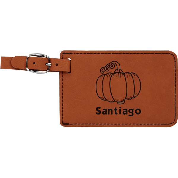 Custom Pumpkins Leatherette Luggage Tag (Personalized)
