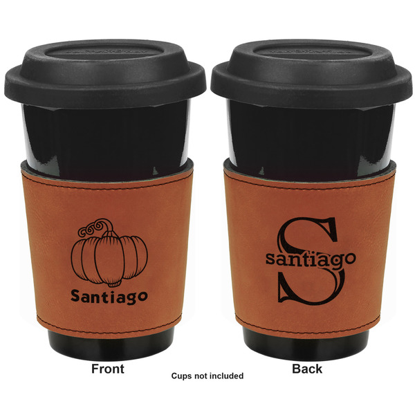 Pumpkins Cognac Leatherette Mug Sleeve - Double Sided Apvl