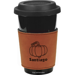 Pumpkins Leatherette Cup Sleeve - Double Sided (Personalized)
