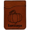 Pumpkins Cognac Leatherette Phone Wallet close up