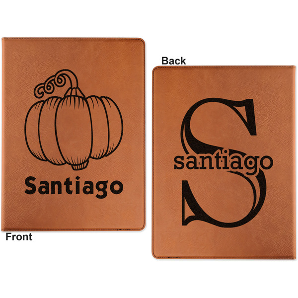 Pumpkins Cognac Leatherette Portfolios with Notepad - Large - Double Sided - Apvl