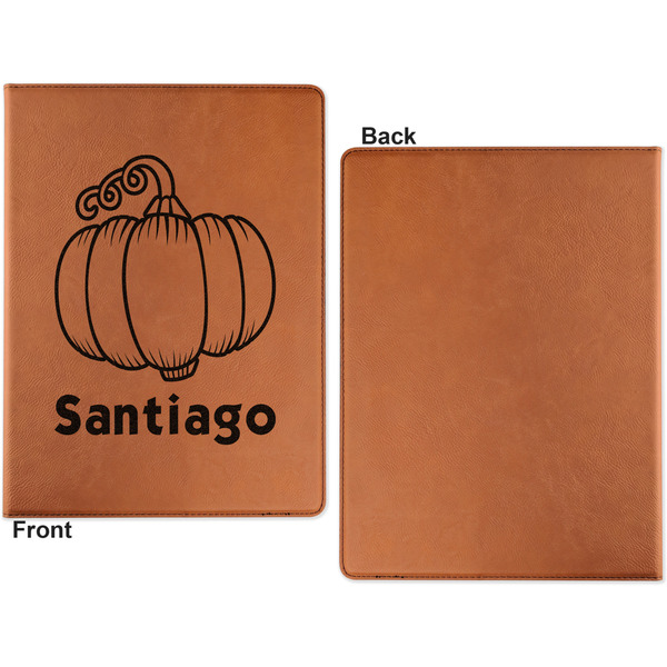 Pumpkins Cognac Leatherette Portfolios with Notepad - Large - Single Sided - Apvl