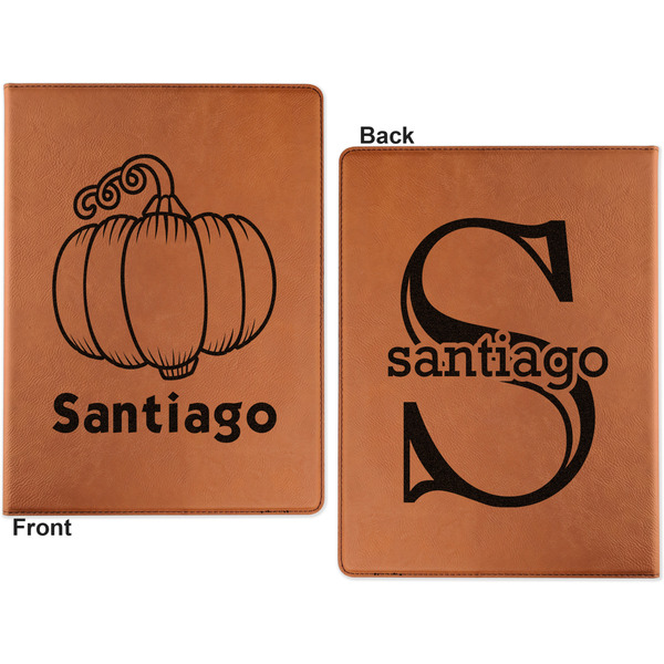 Pumpkins Cognac Leatherette Portfolios with Notepad - Small - Double Sided- Apvl