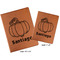 Pumpkins Cognac Leatherette Portfolios with Notepads - Compare Sizes