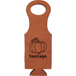Pumpkins Leatherette Wine Tote - Double Sided (Personalized)