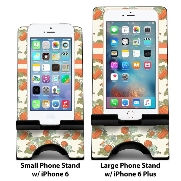 Pumpkins Compare Phone Stand Sizes - with iPhones