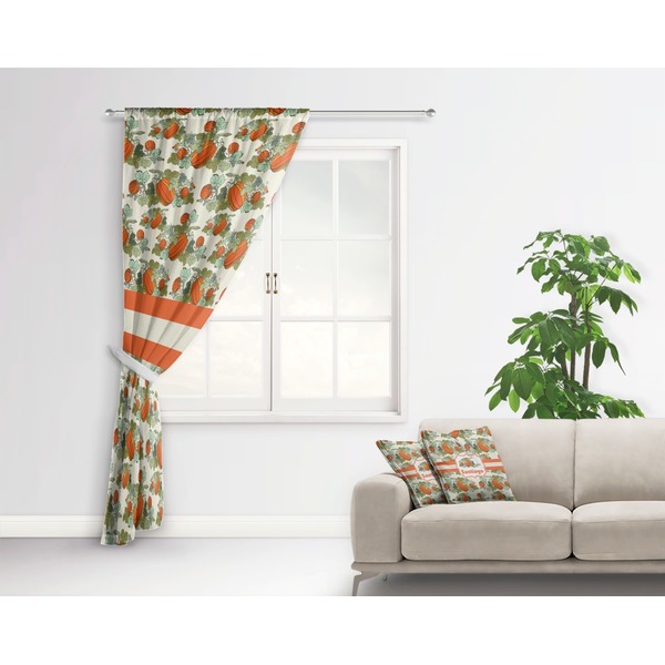 Pumpkins Curtain With Window and Rod - in Room Matching Pillow